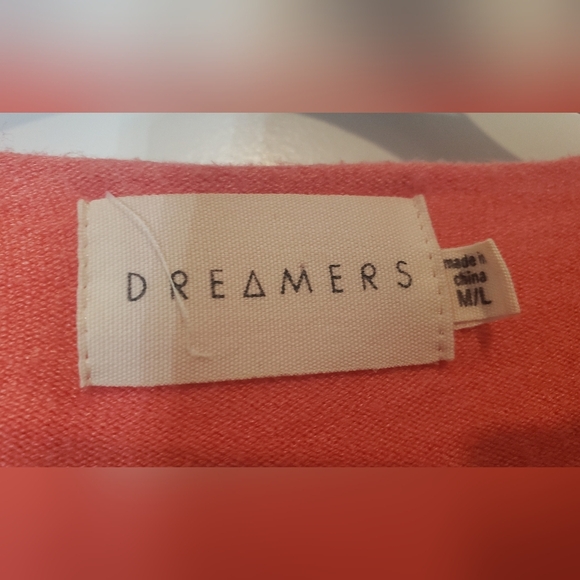 Dreamers Oversized Coral V Neck Sweater Size Medium/Large Soft Comfy - Picture 3 of 12